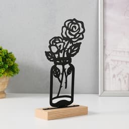 Фигурка металл «Розы в банке», чёрный, 5×11.5×22 см