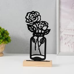 Фигурка металл «Розы в банке», чёрный, 5×11.5×22 см