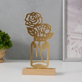 Фигурка металл «Розы в банке», золото, 5×11.5×22 см