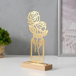 Фигурка металл «Розы в банке», золото, 5×11.5×22 см