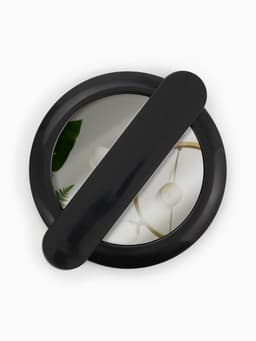 Зеркало с ручкой, складное, двустороннее, с увеличением х2, 8.3×10×1.3 см, (d=6.4 см), чёрное