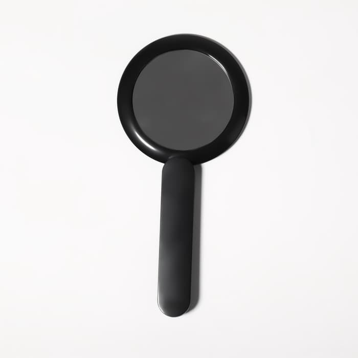 Зеркало с ручкой, складное, двустороннее, с увеличением х2, 8.3×10×1.3 см, (d=6.4 см), чёрное