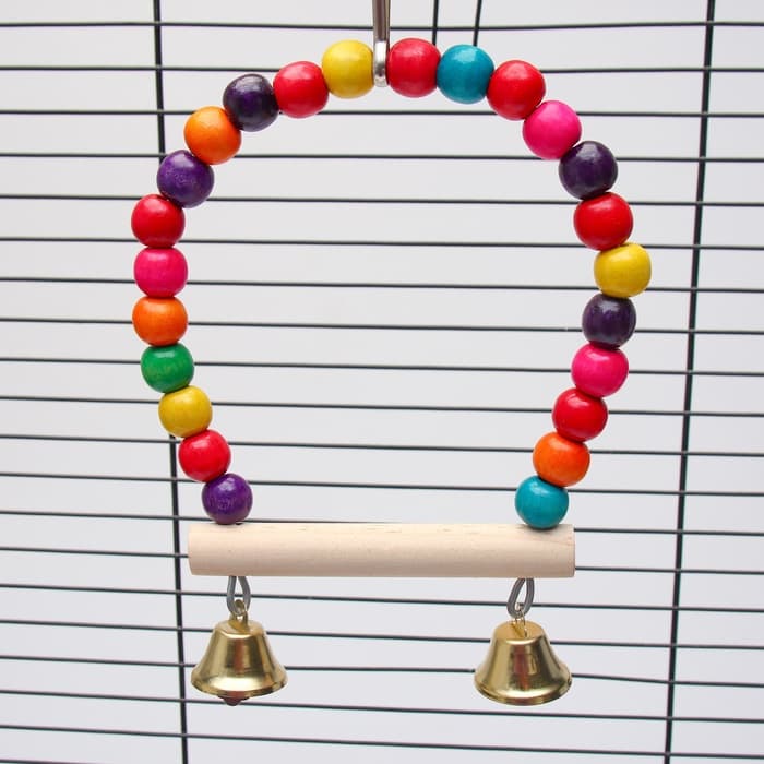 Качели для птиц, 15 см, с деревянной жёрдочкой, цвет МИКС