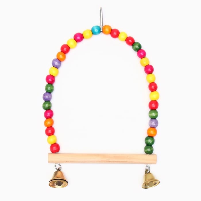 Качели для птиц, 20 см, с деревянной жёрдочкой, цвет МИКС