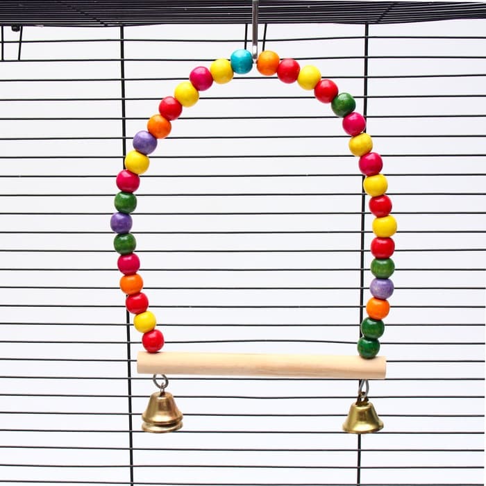 Качели для птиц, 20 см, с деревянной жёрдочкой, цвет МИКС