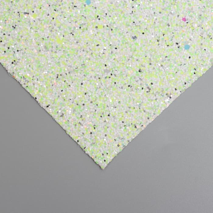 Лист для творчества искусственная кожа «Блёстки», бело-зелёный лист 33×20 см, толщина 1.6 мм