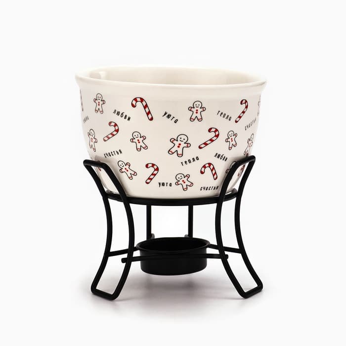 Фондю новогоднее керамическое «Счастья», 2 шпажки