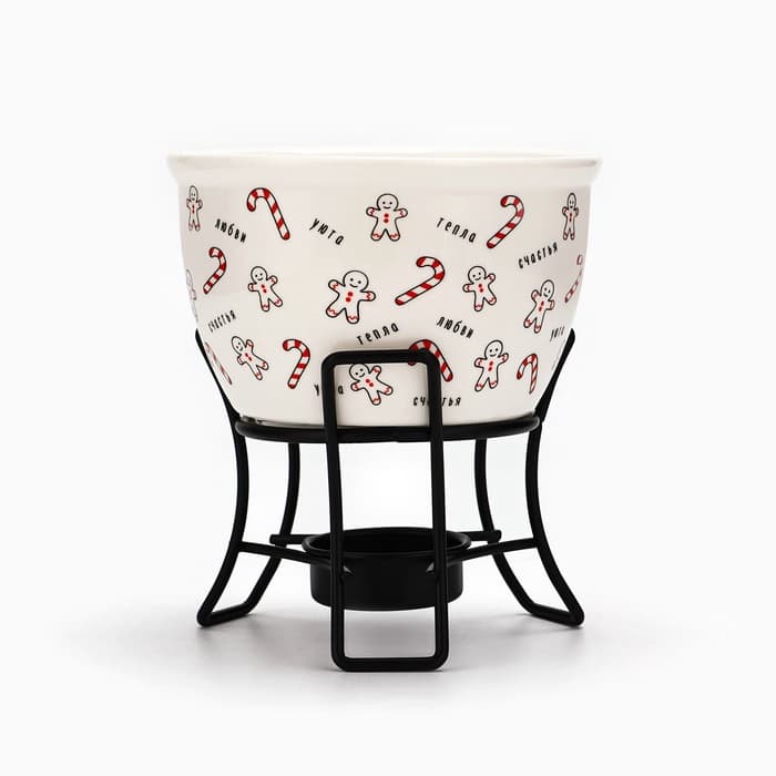 Фондю новогоднее керамическое «Счастья», 2 шпажки