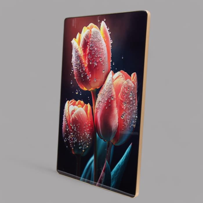 Картина акрил «Тюльпан с каплями росы», 60×39.5 см