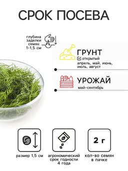 Семена Укроп "Узбекский 243", ц/п, 2 г