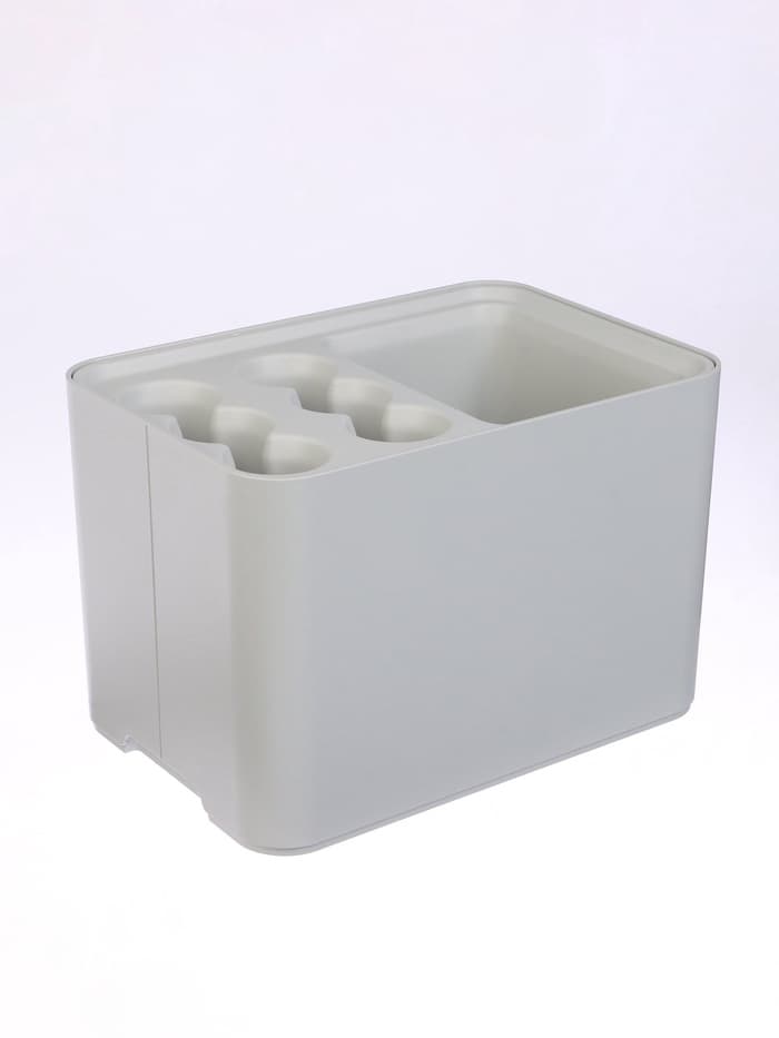 Подставка для зонтов, пластик, 6 круглых, 4 квадратных отделений, 18×18×26.5 см, серая