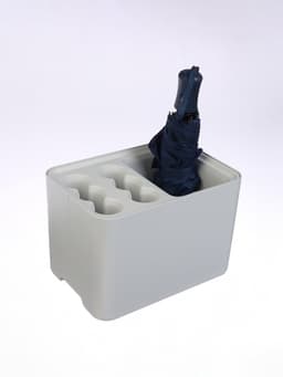 Подставка для зонтов, пластик, 6 круглых, 4 квадратных отделений, 18×18×26.5 см, серая