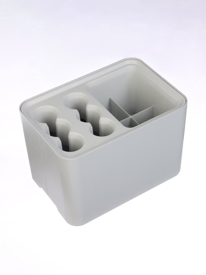 Подставка для зонтов, пластик, 6 круглых, 4 квадратных отделений, 18×18×26.5 см, серая