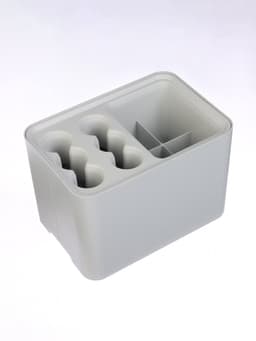 Подставка для зонтов, пластик, 6 круглых, 4 квадратных отделений, 18×18×26.5 см, серая