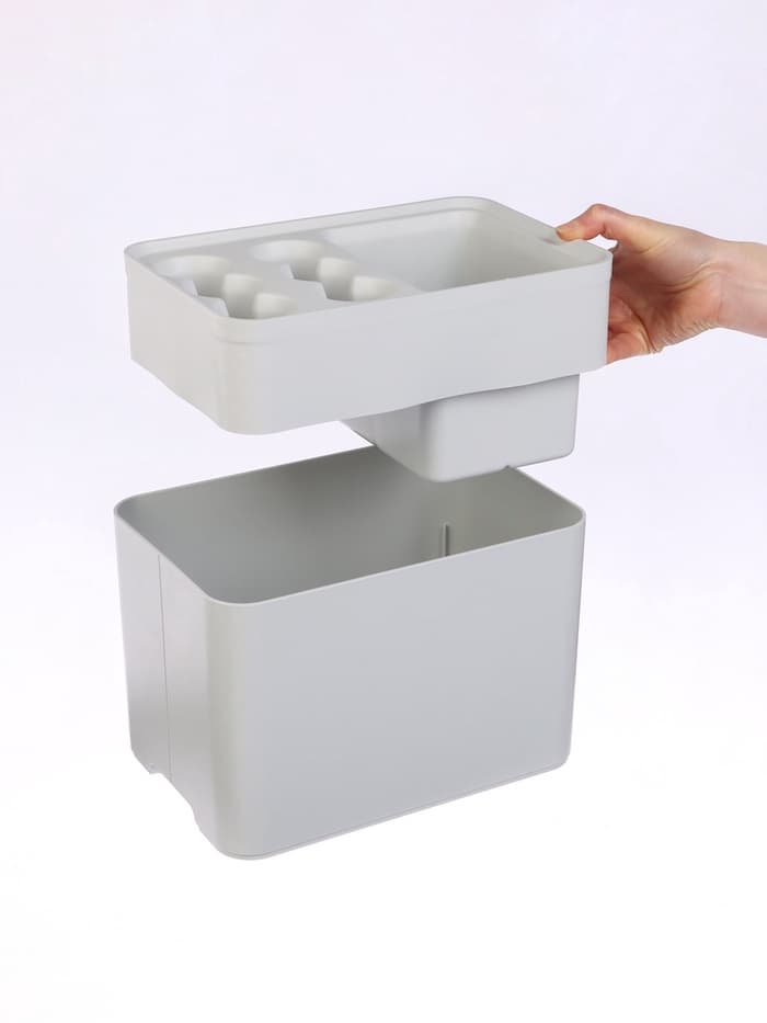 Подставка для зонтов, пластик, 6 круглых, 4 квадратных отделений, 18×18×26.5 см, серая