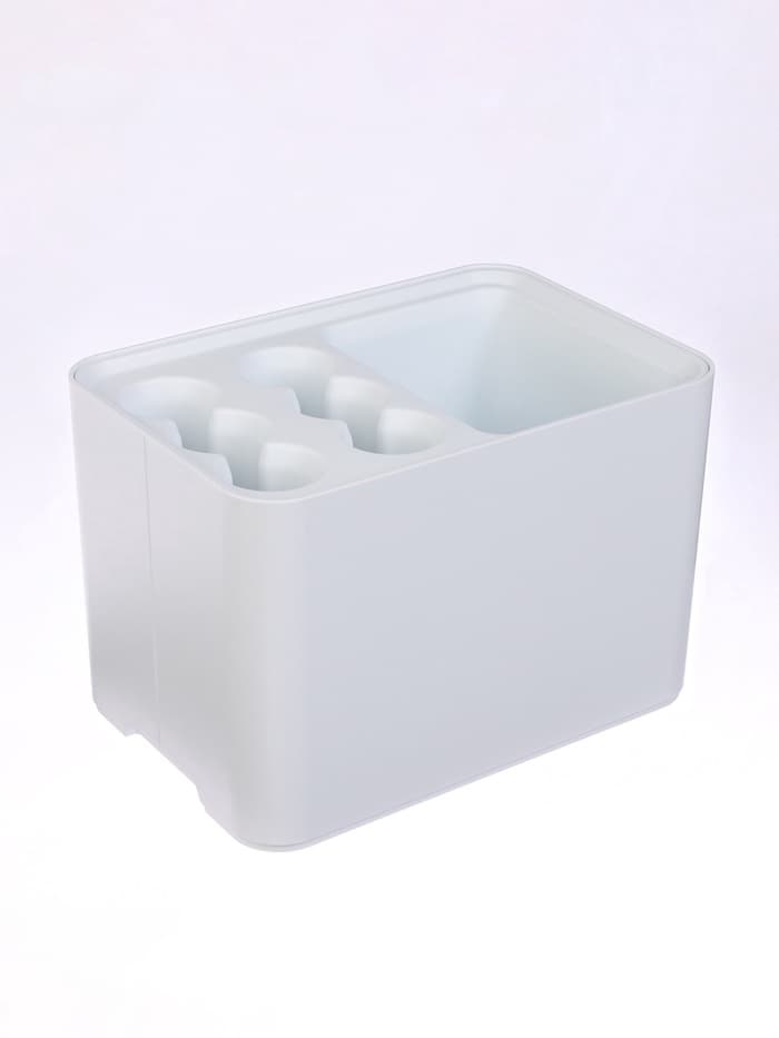 Подставка для зонтов, пластик, 6 круглых, 4 квадратных отделений, 18×18×26.5 см, белая