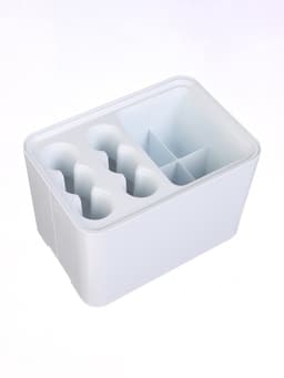 Подставка для зонтов, пластик, 6 круглых, 4 квадратных отделений, 18×18×26.5 см, белая