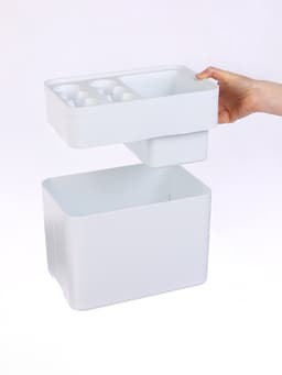 Подставка для зонтов, пластик, 6 круглых, 4 квадратных отделений, 18×18×26.5 см, белая