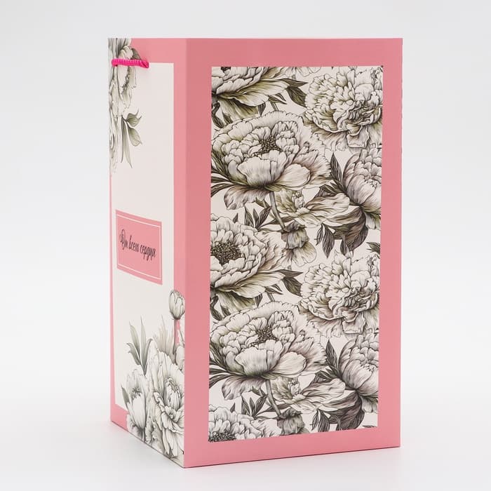 Коробка для цветов с вкладышем, «От всего сердца», с ручками, 20×20×35 см