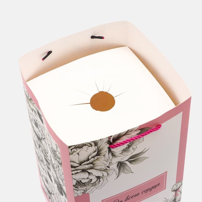 Коробка для цветов с вкладышем, «От всего сердца», с ручками, 20×20×35 см