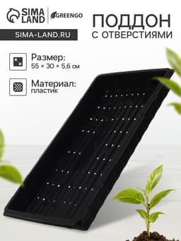 Поддон для гидропоники, с отверстиями, 55×30×5.6 см, пластик, Greengo