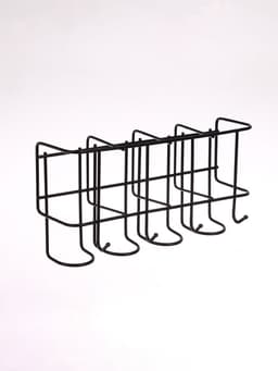 Подставка для зонтов настенная, с крючками, металл, 7×12×26 см, чёрная