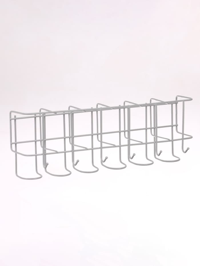 Подставка для зонтов настенная, с крючками, металл, 6.4×13×39 см, белая