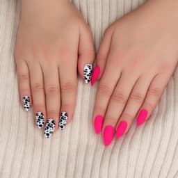 Накладные ногти «Лео», 12 шт., с клеевыми пластинами, форма миндаль, чёрные, розовые