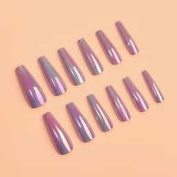 Накладные ногти «Перламутр», 12 шт., с клеевыми пластинами, форма балерина, фиолетовые