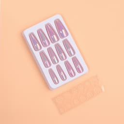 Накладные ногти «Перламутр», 12 шт., с клеевыми пластинами, форма балерина, фиолетовые