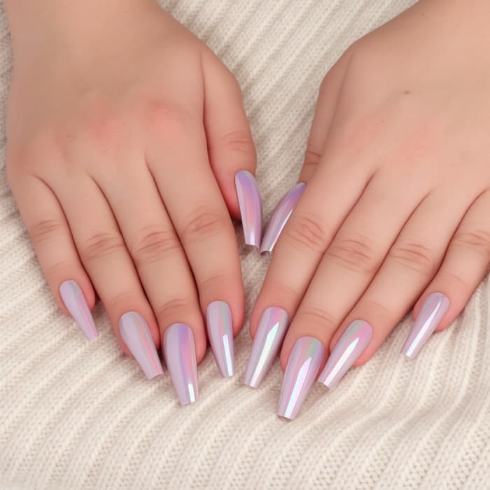 Накладные ногти «Перламутр», 12 шт., с клеевыми пластинами, форма балерина, фиолетовые