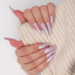 Накладные ногти «Перламутр», 12 шт., с клеевыми пластинами, форма балерина, фиолетовые