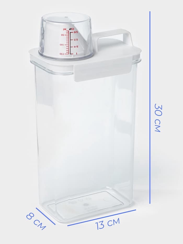 Контейнер для стирального порошка и кондиционера, с мерным стаканом, 2300 мл