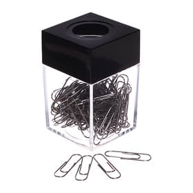 Скрепочница квадратная с магнитом прозрачная пластик, скрепки 28 мм-100 штук