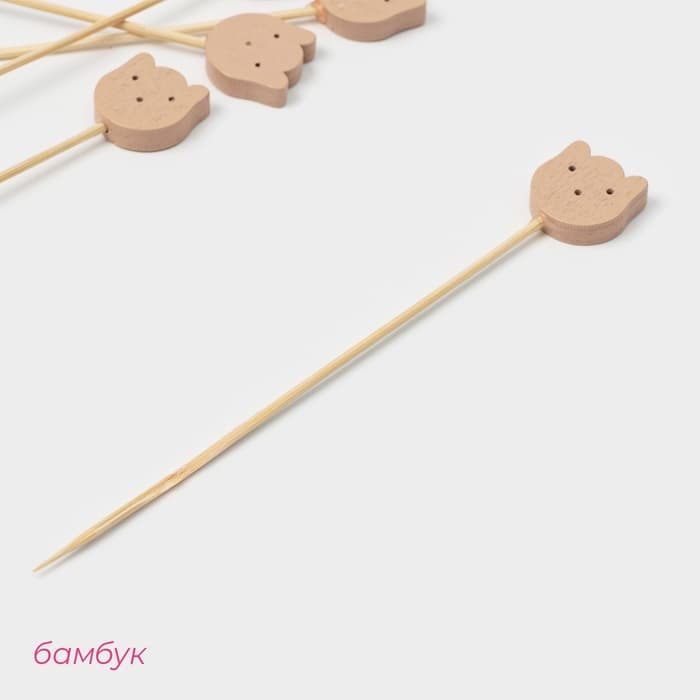 Шпажки Доляна «Котики», h=12 см, набор 25 шт., бамбук