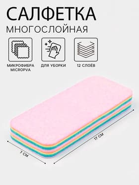 Салфетка многослойная для уборки из микрофибры MicroPVA, 17×7 см, 12 слоев
