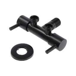 Кран двойной ZEIN engr, 1/2" × 1/2", два вентиля, кран-букса керамика, нерж. сталь, черный