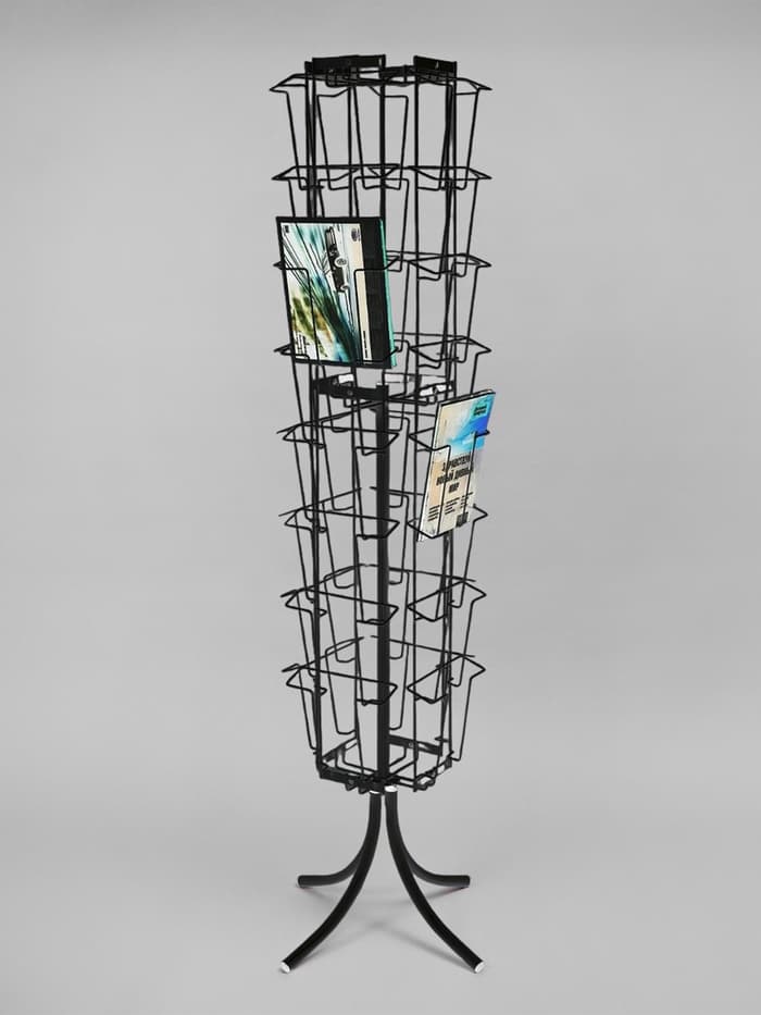 Стойка вращающаяся для прайсов, напольная, 32 кармана А4, 50×50×180, чёрная