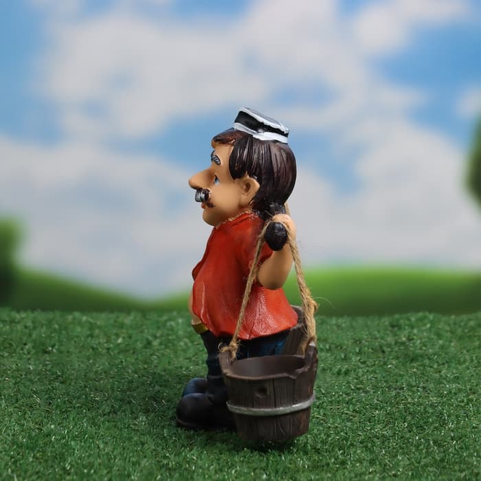 Садовая фигура из полистоуна «Дедушка с ведрами», 20×7×19 см, Greengo