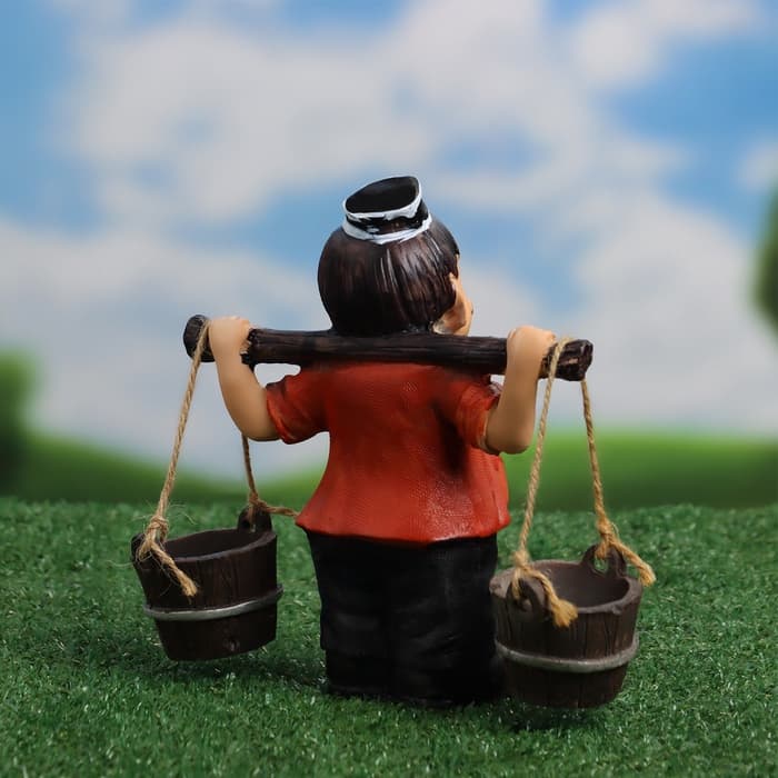 Садовая фигура из полистоуна «Дедушка с ведрами», 20×7×19 см, Greengo