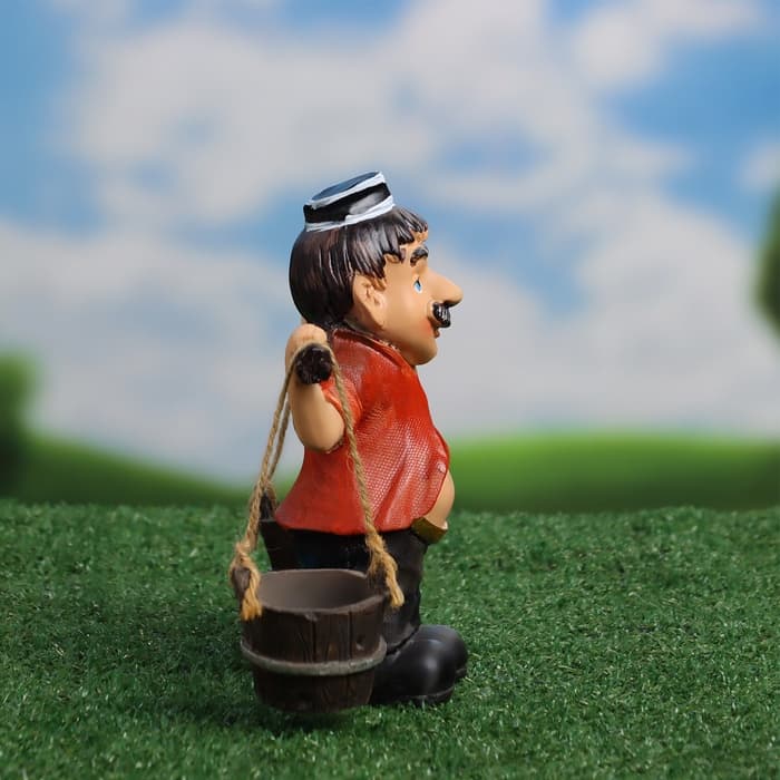 Садовая фигура из полистоуна «Дедушка с ведрами», 20×7×19 см, Greengo