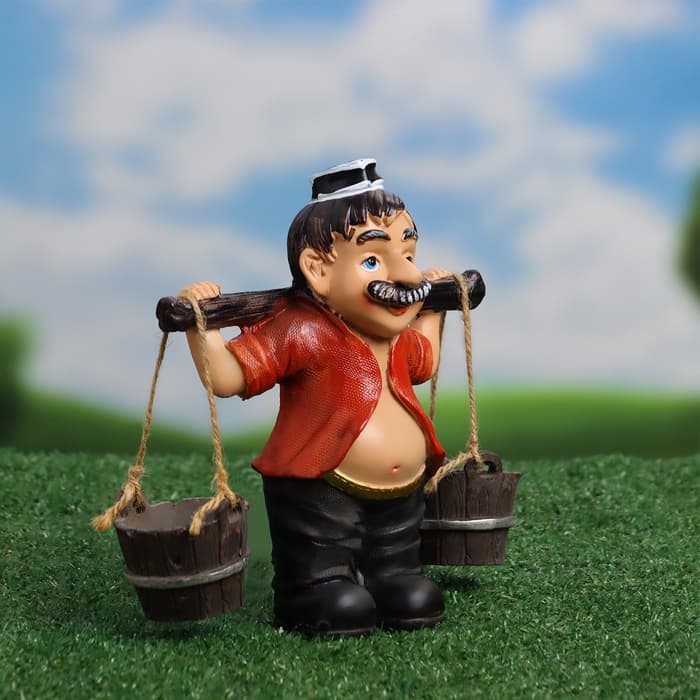 Садовая фигура из полистоуна «Дедушка с ведрами», 20×7×19 см, Greengo