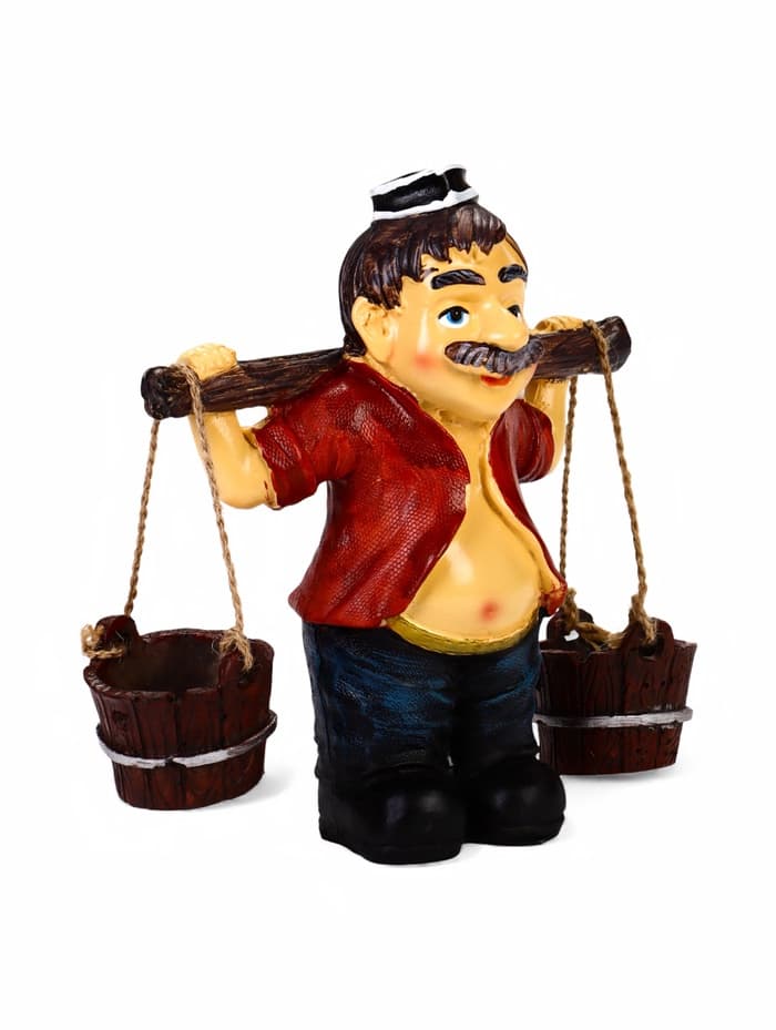 Садовая фигура из полистоуна «Дедушка с ведрами», 20×7×19 см, Greengo