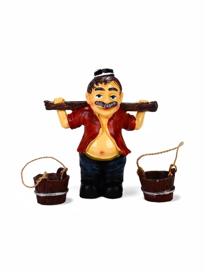 Садовая фигура из полистоуна «Дедушка с ведрами», 20×7×19 см, Greengo