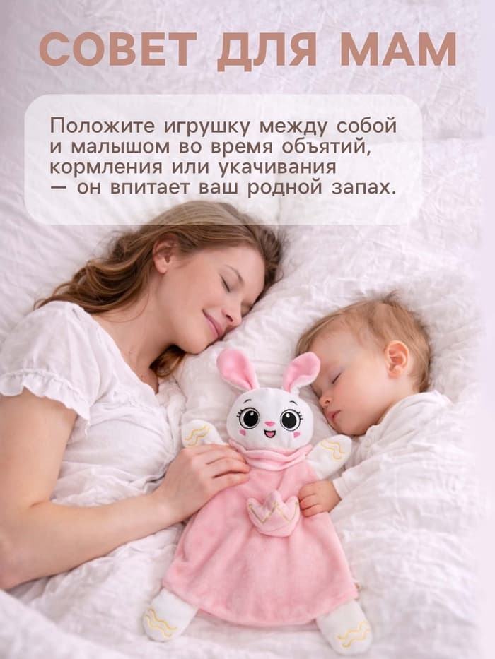 Мягкая игрушка, развивающий комфортер для сна Крошка Я «Зайчик», цвет розовый