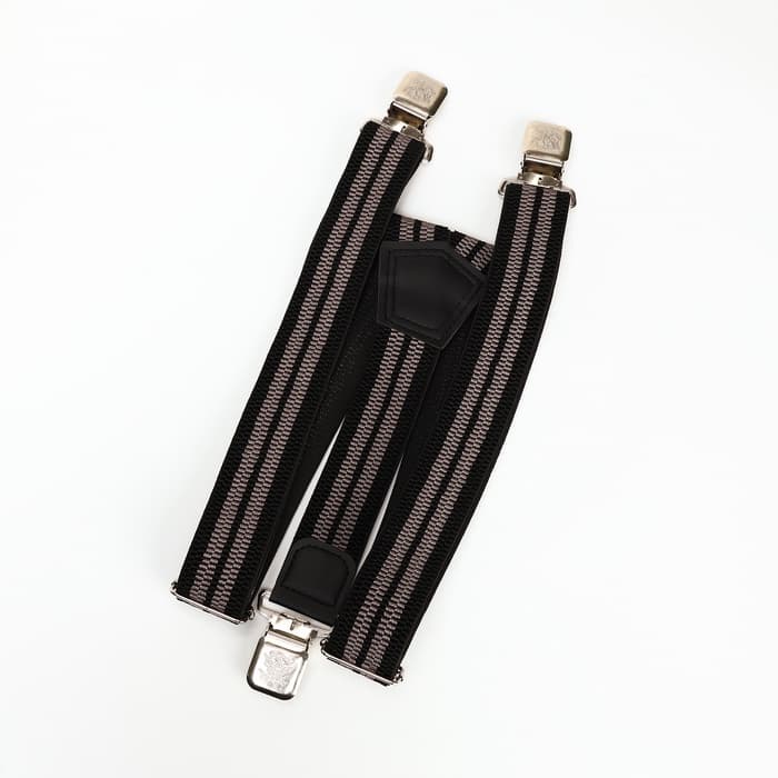 Подтяжки взрослые «Великан» для полных, ширина 3.8 см, чёрный/серый