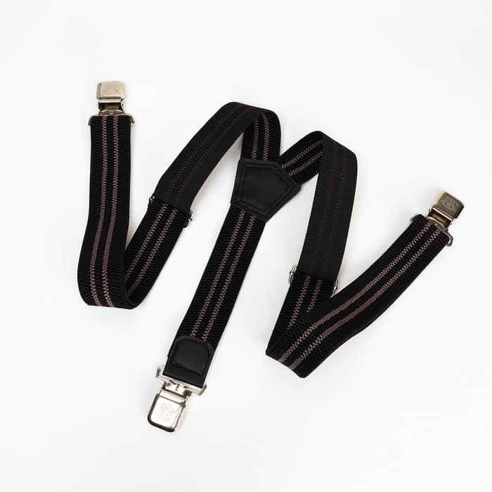 Подтяжки взрослые «Великан» для полных, ширина 3.8 см, чёрный/бежевый