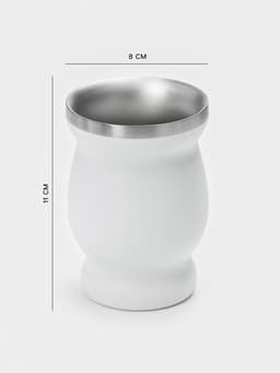 Калабас и бомбилья для приготовления чая Мате, 240 мл, с щёткой для чистки, нержавеющая сталь, белые