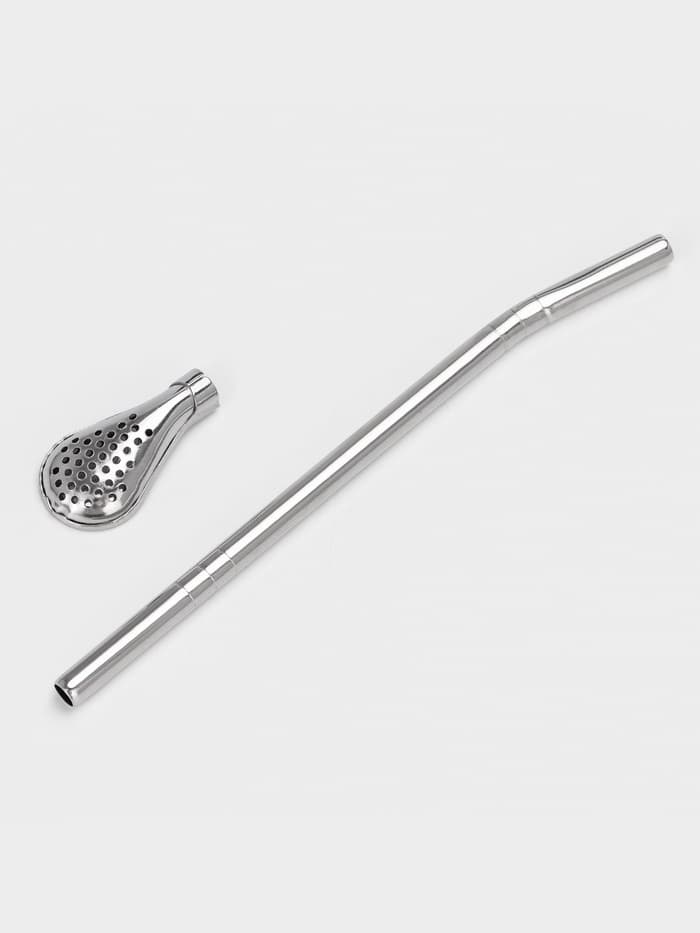 Калабас и бомбилья для приготовления чая Мате, 240 мл, с щёткой для чистки, нержавеющая сталь, белые