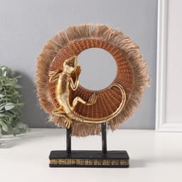 Фигурка полистоун «Золотая ящерица на плетёном кольце», 5×13.2×21.5 см